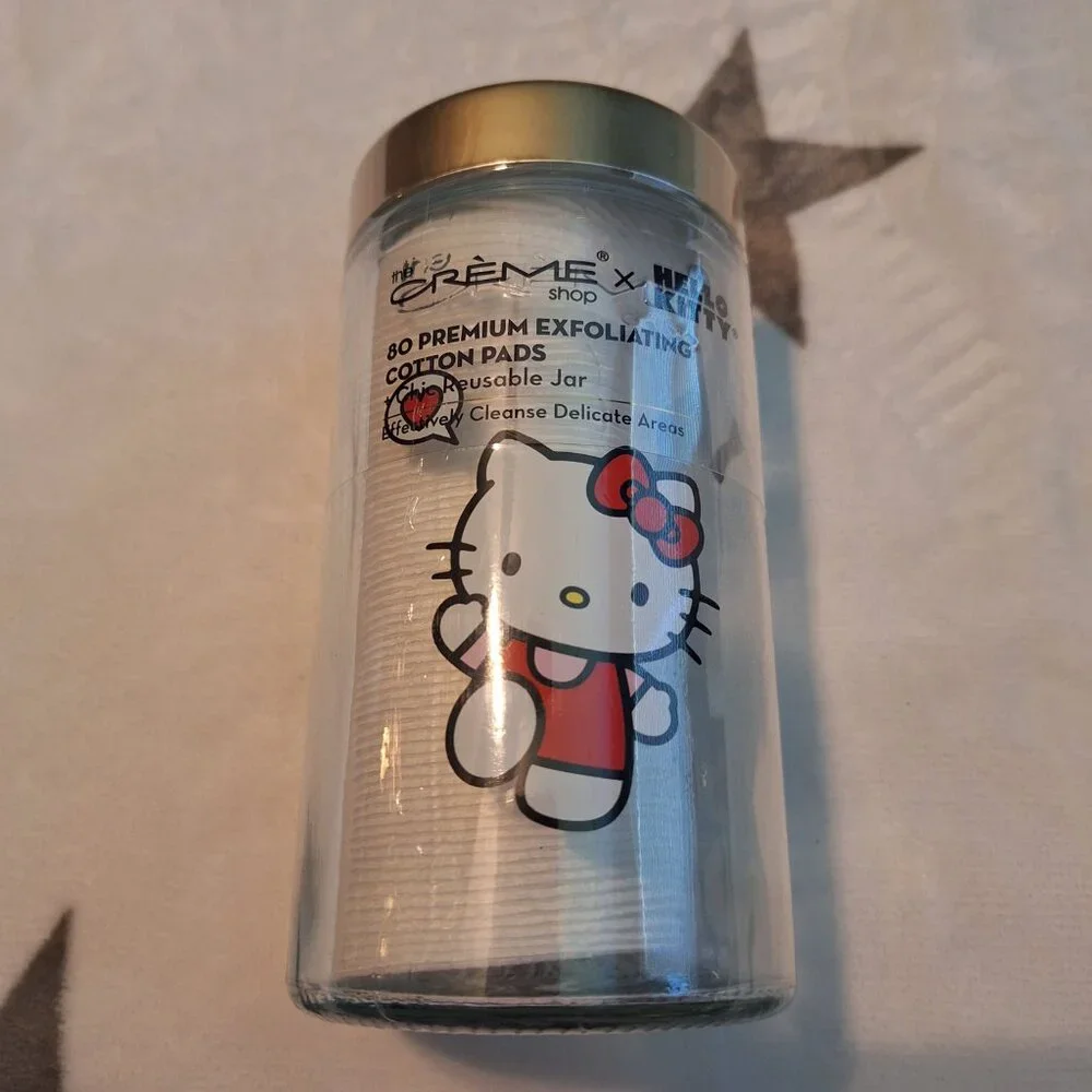New! Hello Kitty x The Crème Shop Large Gold Reusable Jar Sanrio Makeup Bathroom - Picture 2 of 7